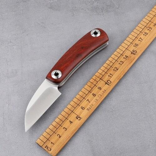 Wooden handle folding razor tactical outdoor D2 blade camping hiking pocket multi-function self-defense hunting knife EDC tool