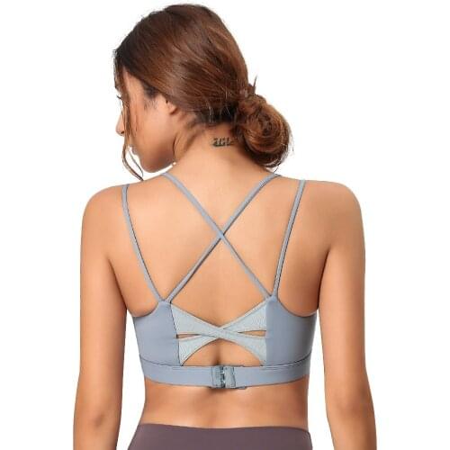 Sports Bra Plus Size Woman Fitness Bra Top Female Nylon Cross Straps Back Adjustable Underwear Brassiere Active Wear Yoga Bra