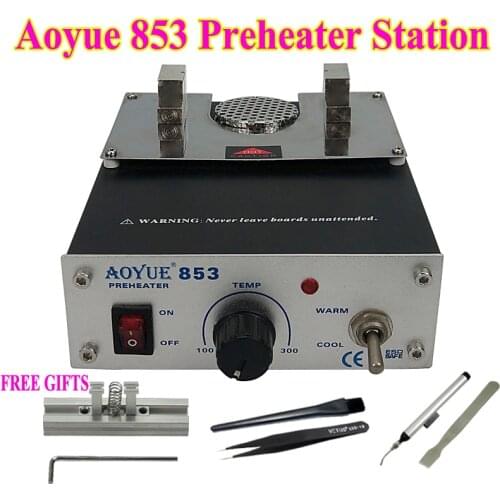 Aoyue 853 ESD Welding Station Preheating Station Preheater With Tweezers Vacuum Suction Pen Brush For Heating Underside of PCB