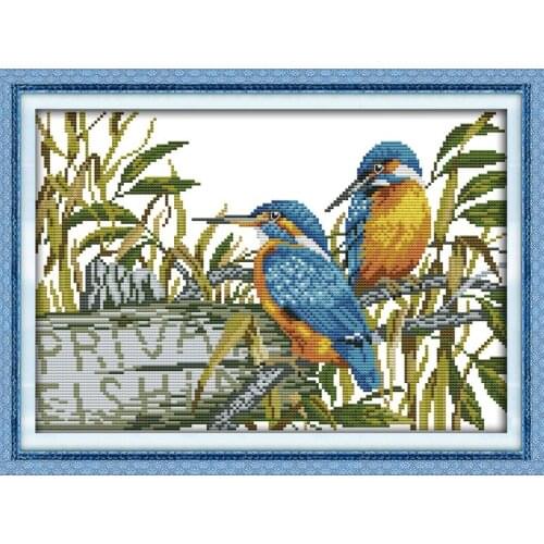 The In Love Alcedo Euryzona Chinese Cross Stitch Kits Ecological Cotton Stamped 11CT 14CT DIY Gift New Year Decorations For Home