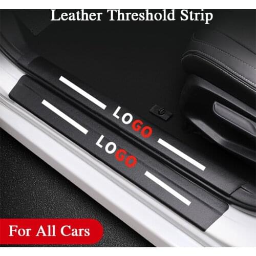 Universal Leather Threshold Strip With Automobile Logo For Car Door Trunk Anti-stomp Anti-scratch Car Protection Car Decoration