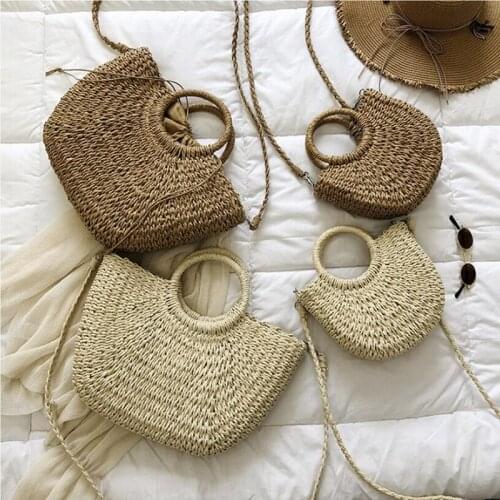 Women Bags High Capacity Tote Bags Oval Shaped Bags Straw Handbags for Women Summer Beach Bags Vintage Casual Shoulder