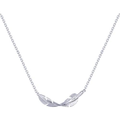 Leaves Feather Metal Clavicle Chain Silver Color Necklace For Women Girls Fashion Luxury Simple Jewelry Gifts
