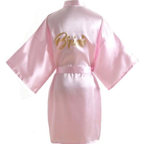 Pink Robes for Women Bridesmaid Bride Bridal Party Wedding Short Sexy Gold Glitters Kimono Soft Lounge Robe Sleepwear