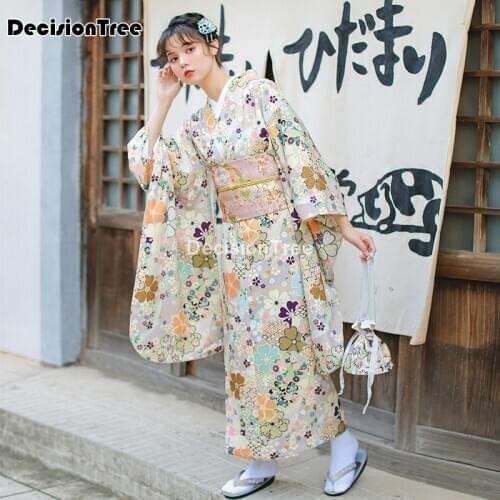 2021 japanese traditional kimono dress oriental elegant yukata sakura woman new year haori kimono obi vintage cosplay costumes