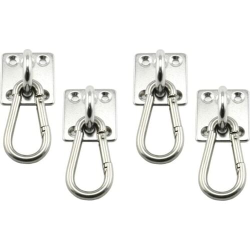 4 Pcs Ceiling and Wall Hanging Hardware Accessory 304 Stainless Steel Eye Hook Plate Buckle for Yoga Hammock Swing Boat
