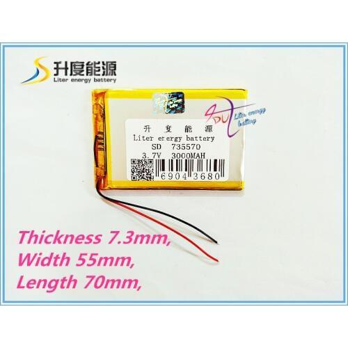 Tablet battery SD Factory directly supplier 3.7v li-polymer 735570P 3000mAh tablet battery 3.7v