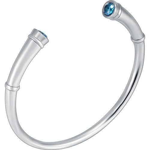 316L Stainless Steel Memorial Urn Cuff Bangle with Blue CZ Stone - 60mm Cremation Ashes Holder Bracelets for Funeral Urns