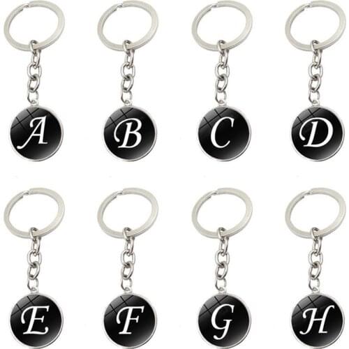 CIBOCIBO ABC Keychain Men 2021 Luxury Metal Carved Key Chain Women Round Brand Design Simple Fashion Llavero Gifts For Men/Women