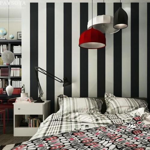 PAYSOTA 10M Roll black and white wide stripe wallpaper simple Cross vertical striped wall paper decor for living room background