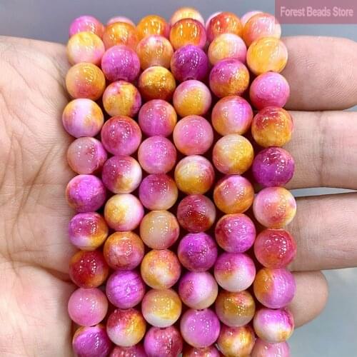 Natural Stone Beads Red Yellow Persian Jades Round Spacer Beads DIY Accessories Bracelets for Jewelry Making 15'' 6/8/10/12mm