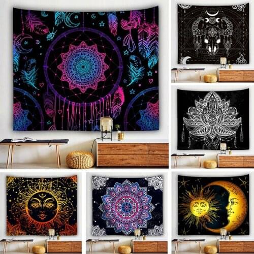 Sun And Moon Decoration Tapestry Mandala Blanket Wall Hanging Grande Montado Parede Barato Parede boemio parede Shop Monternet