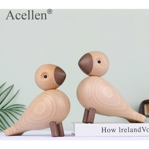 Handmade Wooden Denmark Figurine Animals Lark Bird Kids Room Bedroom Living Room Home Decoration Accessories Ornaments Gift Toys