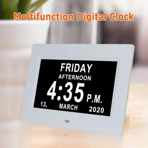 7 " Digital Day Clock LED Calendar Day/Week/Month/Year Electronic Alarm Clock for Impaired Vision People Home Decor Dropshipping