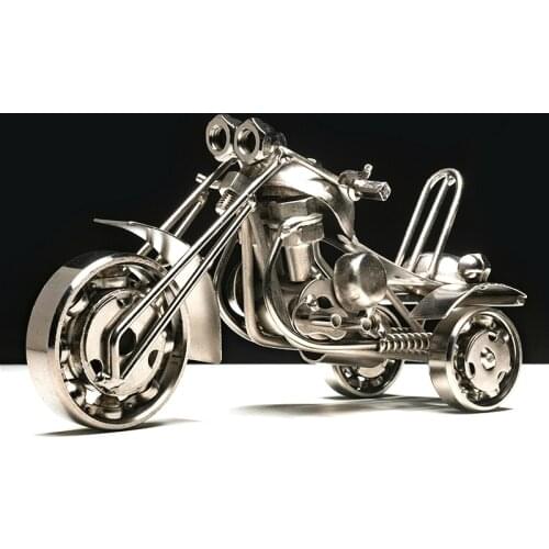 11cm/14cm/16cm Motorcycle Model Retro Motor Figurine Metal Decoration Handmade Iron Motorbike Prop Vintage Home Decor Kid Toy