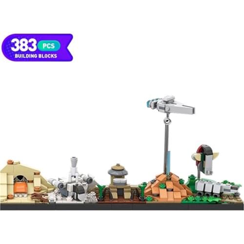 Moc City Architecture Mandalorianed Skyline Architecture Creator Expert Street View Model Building Block Children Toy Set Gift