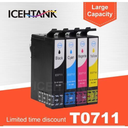 ICEHTANK Compatible Ink Cartridge For Epson T0711-T0714 T0715 Stylus SX100 SX110 SX105 SX115 SX200 SX205 SX209 SX210 Printer