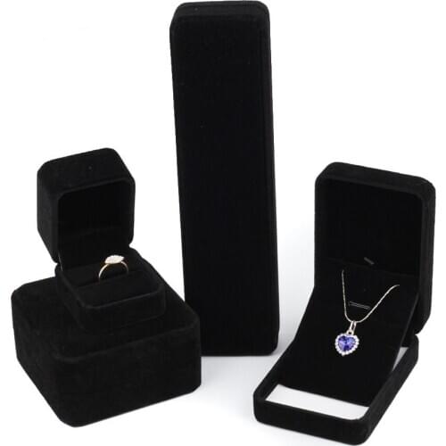 5pcs Jewelry Box Black Velvet Display Ring Box Pendant Necklace Gift Box Organizer Wedding Storage Box Package