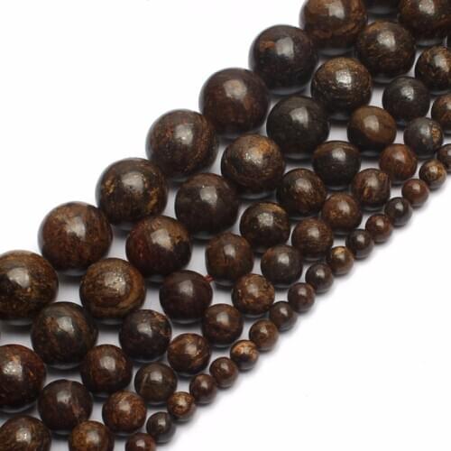 Natural Bronzite Stone Beads 4 6 8 10 12mm Round Loose Stone Beads For Jewelry making DIY Charm Men Bracelets Necklace 15 Inch