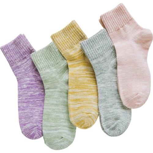 5 pairs Autumn and Winter new Womens socks Striped solid color Women tube socks Fashion simple style Women socks