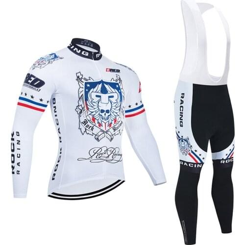 2022 New iAutumn/Spring 2022 Mens ROCK RACING Cycling Jerseys Set MTB White Bicycle Clothing Ropa Ciclismo Bike Clothes Long Cy