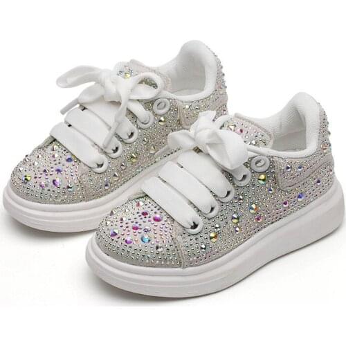 Girls' Shoes Spring 2021 New Childrens Bright Diamond Sports Shoes Big Childrens Fashion Casual Shoes Girls Nom-slip Sneakers