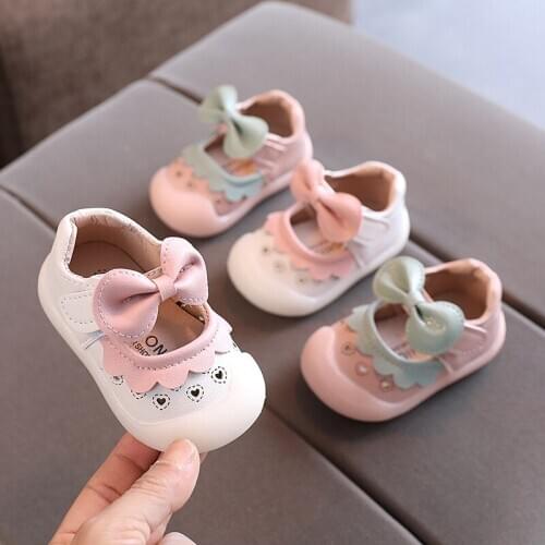 2021 Baby First Walkers Toddler Princess Shoes Soft Bottom Kids Leather Shoe Indoor Lovely Casual Shoes SSS012