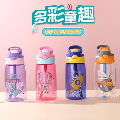 Plastic Water Cup Creative Cartoon Children Sippy Cup Summer Plastic Cup Girls Student Water Bottle Bouncing Cup Water Bottles