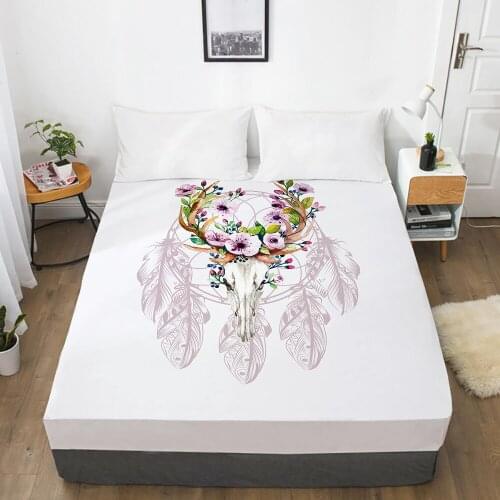 Luxury Elastic fitted sheet bed sheet With An Elastic Band Nordic Mattress Cover 150x200 Bed cover for home Dreamcatcher pink