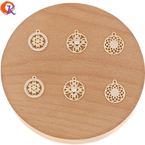 Cordial Design 50Pcs Jewelry Accessories/CZ Charms/Flower/Round Earrings Charm/Copper/DIY Making/Hand Made/Earring Findings