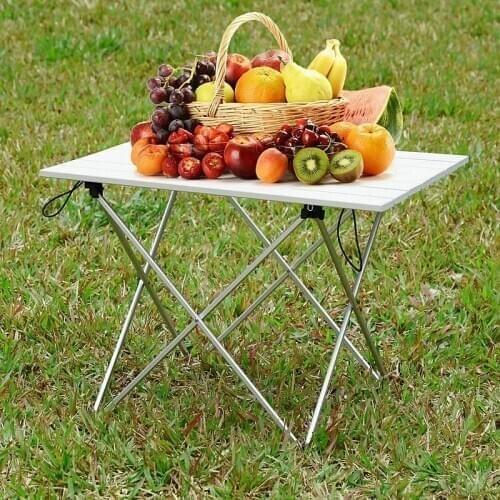 Foldable Camping Table Portable Metal Camping Dining Table Lightweight Small Aluminum Table with Carrying Bag for Picnic