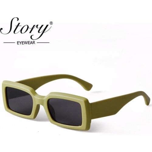 STORY Retro Fashion Green Rectangle Sunglasses Women Men 2021 Brand Design Vintage Tortoiseshell Frame Square Sun Glasses S22090