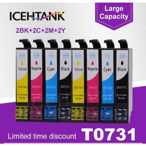 Compatible T0731 T0732 T0733 T0734 T0735 XL Ink Cartridge For Epson Stylus TX209 TX300f TX400 TX409 TX600F T10 T11 T20 Printer