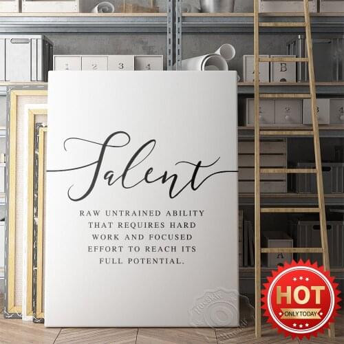 Modern Inspirational Canvas Painting Poster, Simple Talent Text Art Prints, Nordic Style Office Study Wall Decor Mural, Wall Art