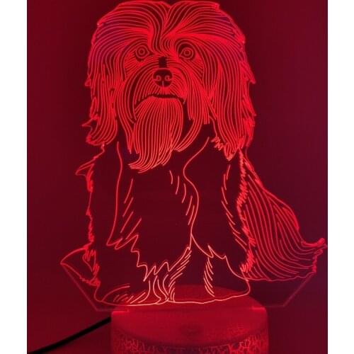3D Led Night Lights with RGB changable Color Visual Havaness Nightlight Pet Dog Lamp with Touch Sensor For Kids gift