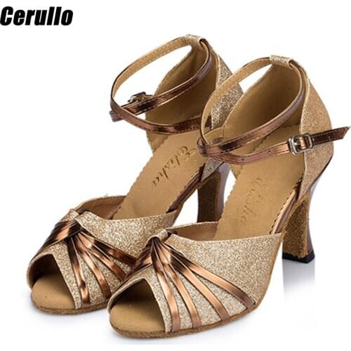 Tango/Ballroom/Latin dance shoes womens adult high-heeled Professional dancing shoes heeled 5/6/7cm indoor A296