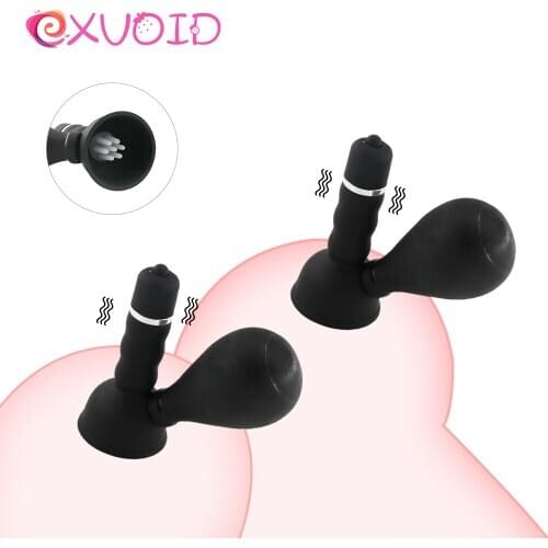 EXVOID 2pcs Vibrating Brush Sex Toys for Women Clitoris Stimulator Breast Enlargement Vibrator Nipple Sucker Silicone Vibrator