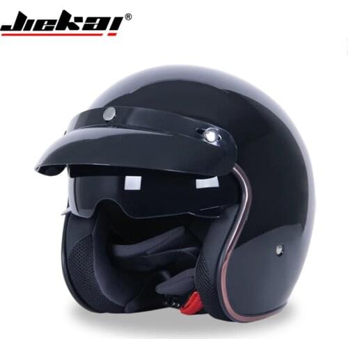 Jiekai Vintage Motorcycle Helmet 3/4 Open Face Casco Moto Jet Scooter Bike Helmet Retro DOT approved Casque Motociclismo
