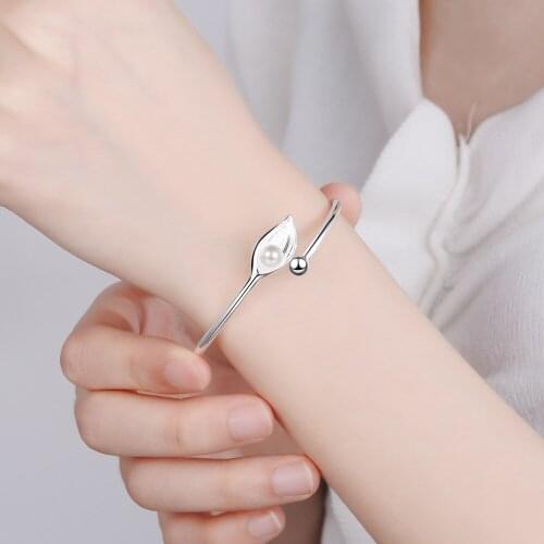 WANGAIYAO Bracelet Forest Sweet Leaf Bracelet Pearl Bracelet Romantic Valentines Day Gift