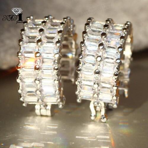 YaYI Jewelry Fashion Princess Cut 15CT White Zircon Silver Color long Ear Earrings wedding Party tassel Earrings Gifts