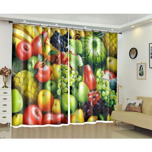 Vegetables and fruits 3d Curtains For Living Room Window Treatments Modern Curtains For Beding Room living room High-precision
