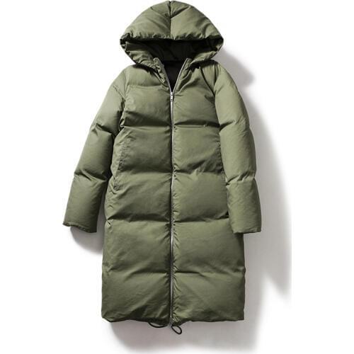 Winter 2020 thick warm with detachable hood long white duck down jacket women