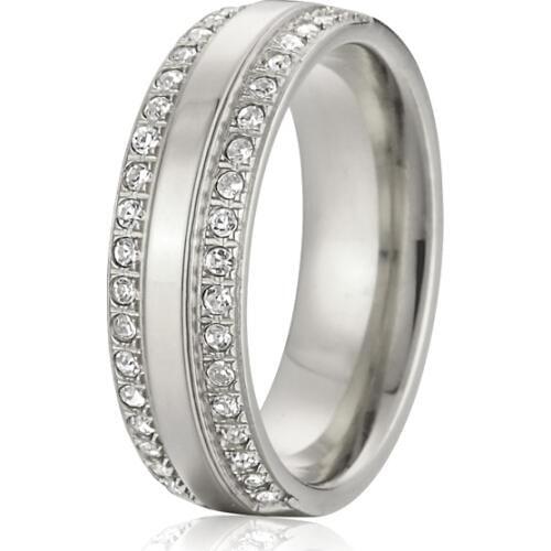 Luxury alliance white gold color titanium jewelry cubic zirconia cz stone wedding bands rings for women