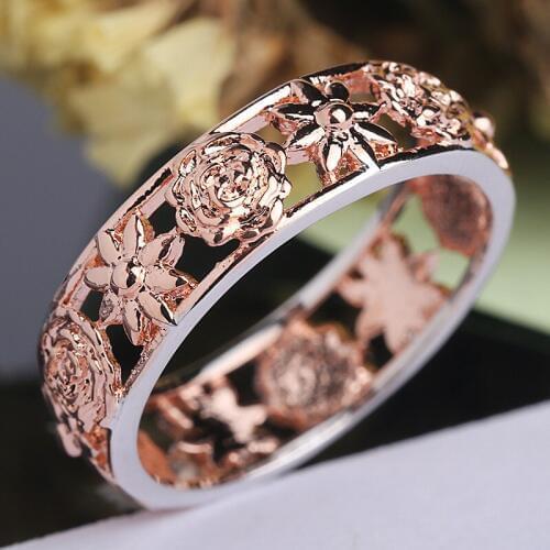 Hollow Plum Blossom Ring Multi-flower Shape Plant Ring Creative Wedding Rings for Women Fashion Gift Jewelry Trend