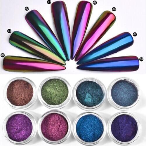 1 Box 0.3g Chameleon Mirror Nail Glitters Powder DIY Nail Chrome Pigment Dust Manicure Nail Art Decoration Tools