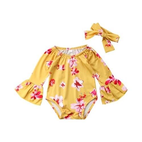 1PC Cute Newborn Baby Girl Clothes Floral Long Sleeve Bodysuit Jumpsuit Outfit 0-24M