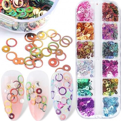 12 Grids/Set Glitter Color Changing Round Nail Art Sequins DIY Manicure Decor Nail Art Decoration Manicure tools