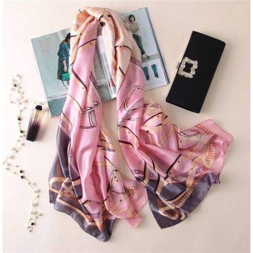2020 Silk Scarf Women Shawls Wraps Luxury Travel Pashmina Hijab Scarfs Lady 180x90cm Beach Scarves Foulard Female Neck Headband
