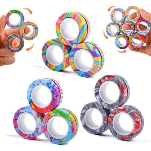 3pcs/Set Magnetic Rings Anti-stress Magic Rings for Autism Anxiety Relief Focus Kids Decompression Fidget Toys