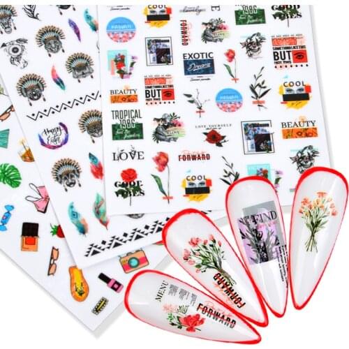 3D Strawberry Fruits Nail Art Stickers Watermelon Lemon Nail Sliders Decals Adhesive Transfer Foils Summer Decoration